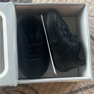 Nike Air Force Ones All-Black Baby and Walker Low-Top Sneakers